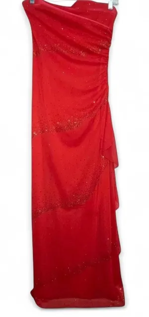 A. Byer Red Strapless Glitter Y2K Evening Dress thumbnail 1