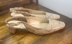Lifestride tan snakeskin sling back low heels size 7.5 thumbnail 1