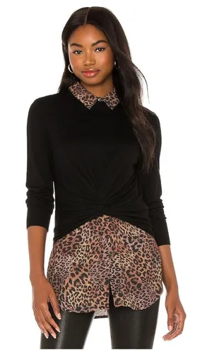 Veronica Beard Phebe Mixed Media Merino Wool Top Black XS‎ thumbnail 1