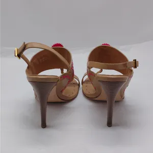Tory Burch Womens High Heel Sandals Size 7.5 Tan Pink Leather Party Night Out thumbnail 10