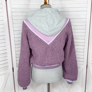 For Love &‎ Lemons Cozy Sherpa Cropped Pullover Half Zip Hoodie Purple Small thumbnail 5
