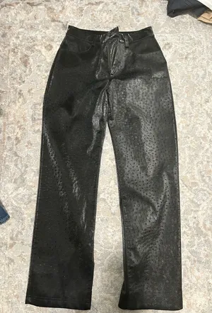 Hosbjerg (Nuuly/Anthropologie) Black Leather Pants with Polka Dots thumbnail 1
