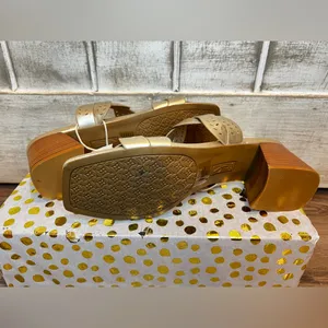 NWT JOIE Soft Gold Heeled Sandal‎ Society size 9.5 thumbnail 8