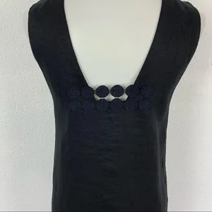 Another Place Black Sleeveless Shift Dress Boho Cutout Front Detail‎ Small Linen thumbnail 7