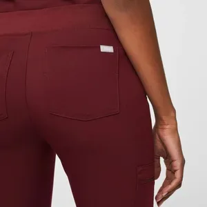 Figs Zamora Jogger Scrub Pants Burgundy Drawstring Waist Slim Fit Pant Small thumbnail 5