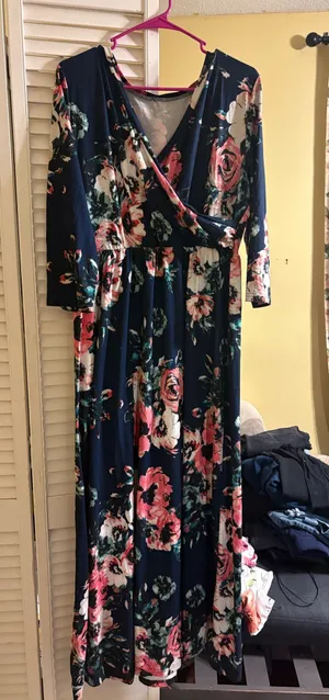 Faux wrap Zattcas floral maxi dress thumbnail 1
