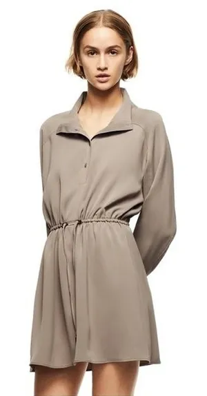 Zara Utility Mini Dress‎ Womens XS Taupe Minimalist Workwear Earthly Modern Chic thumbnail 1