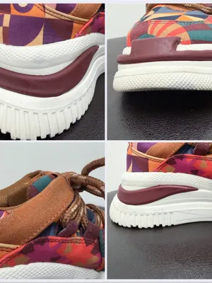 Farm Rio Graphics Scarves Platform Geometric Lace Up Sneakers 6.5 Brown Purple thumbnail 12