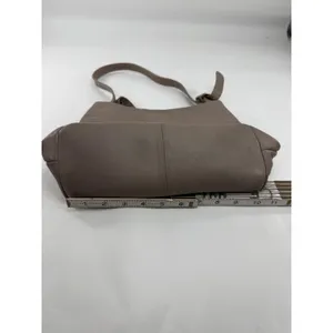 Bill Blass Studio Taupe Leather Shoulder Bag Multi Compartment Silver Buckle thumbnail 9