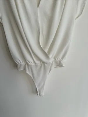 Astr White Draped Sheer Bodysuit thumbnail 2