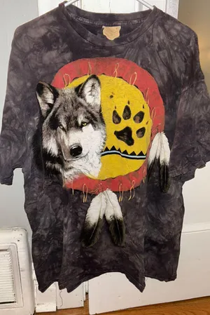 Vintage Wolf Graphic Tee Gray Size XL thumbnail 1
