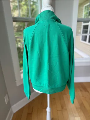 GAP Emerald Green Half-Zip Cropped Athletic Pullover Sweatshirt Small Tall thumbnail 3
