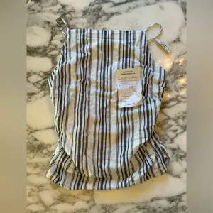 NWT Madewell Ruched Squareneck Tank in Linen-Cotton BROKEN ZIPPER thumbnail 5