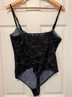 Like New Free People Night Rhythm Bodysuit Black Bows Combo thumbnail 6