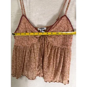 RSQ Floral Mesh Camisole Top Womens XL‎ Pink Babydoll Lettuce Edge Cottagecore thumbnail 6