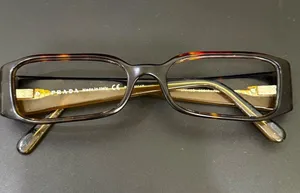 PRADA VPR 16G 766-101 Brown Tortoise Shell 53-17-135 Rectangular Eyeglass Frame thumbnail 1