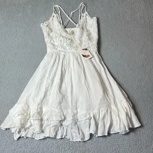 Chelsea & Violet Dress Womens Juniors S White Lace Bodice‎ Smocked Back Mini NEW thumbnail 2