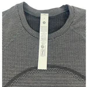 Lululemon Swiftly Tech Cropped Short Sleeve Black White Stripe Size 4‎ thumbnail 5