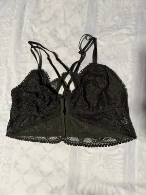 aerie joy Olive Lace Front-Closure Bralette size L NON PADDED. thumbnail 4