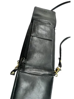 Black Leather Crossbody Bag With Adjustable Strap & Multiple Pockets 39I Size 8 thumbnail 3