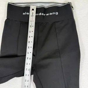 Alexander Wang Black High Waist Logo Band Skinny Leggings‎ Side Zip Pants 8831 thumbnail 6