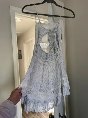 Olivaceous White and blue lace mini dress thumbnail 2