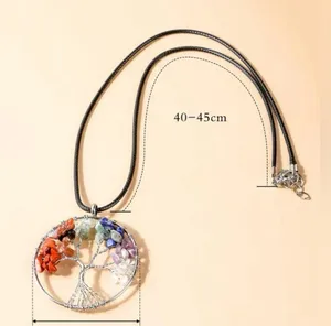 ⚠️ Clearance Tree of life healing pendant necklace 7 chakra natural stones thumbnail 3