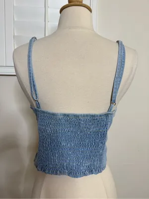 Denim Corset Top Button Front Bustier Blue Size undefined thumbnail 5