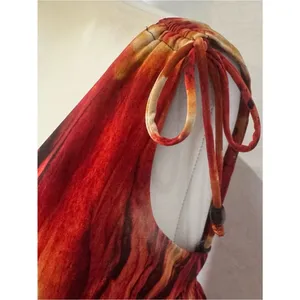Bisou Bisou burnt orange abstract print smocked maxi dress size 4 thumbnail 4