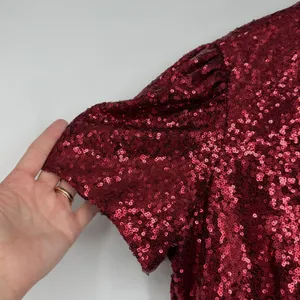 Marina Womens Red Sequin‎ Short Sleeve Shift Cocktail Party Dress Size 14 thumbnail 3