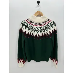 Lands End Green Fair Isle Turtleneck Sweater Nordic Après Ski Christmas Winter S thumbnail 4