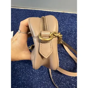 Gucci Crossbody Bag Womens Small Beige Leather GG Marmont Camera Made In Italy thumbnail 9