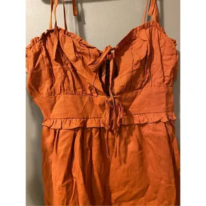 Forever 21 Auburn Woven Spaghetti Strap Tie Mini Dress Size Medium NWT thumbnail 3