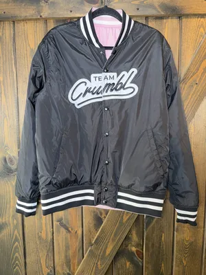 Team Crumbl Pink‎ Black Reversible Varsity Jacket Pink Size L thumbnail 3