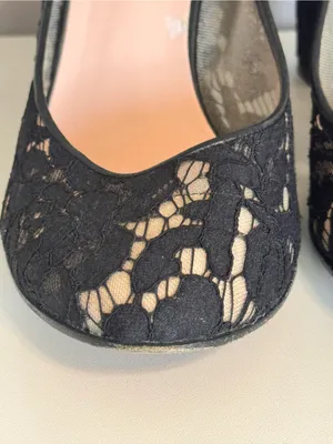 Kate Spade New York Black Lace Ankle Strap Block‎ Heel Pumps 10.5M thumbnail 4