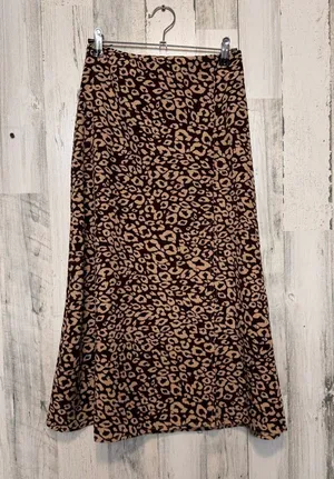SHEIN Leopard Cheetah Print High Waist Midi Skirt with Slit Womens XS (US 2) thumbnail 1