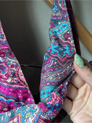 Paisley Reversible Halter Scarf Top Magenta and Teal thumbnail 4