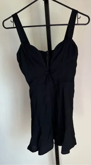 Reformation Black V Neck Mini Dress thumbnail 1