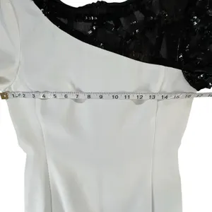 Angel Sanchez Sheath Dress 6‎ White Black Sequined Sheer Minimalist Renaissance thumbnail 8