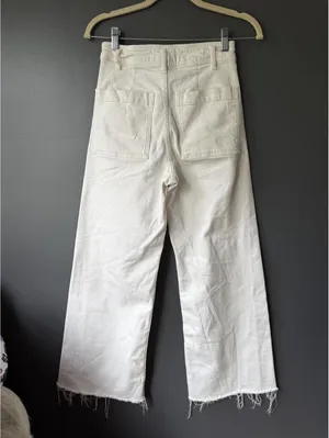 Zara The Marine Straight White Cropped Raw Hem Jeans Size EUR 34 / US 2 thumbnail 2