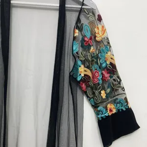 Women Floral Embroidered Mesh Long Jacket Cardigan Casual Coats Beach One Size thumbnail 6