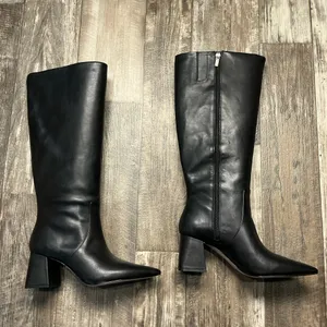 Jessica Simpson Black Knee-High Leather Women's Boot Size 9.5 Wide Calf thumbnail 9