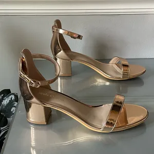 Heels Charm Gold Block Heel Sandals Size 10 thumbnail 2