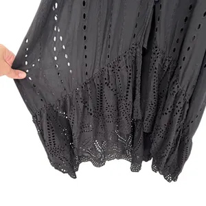 YFB Young Fabulous & Broke Black Eyelet Maxi Dress Boho Button Front S thumbnail 3
