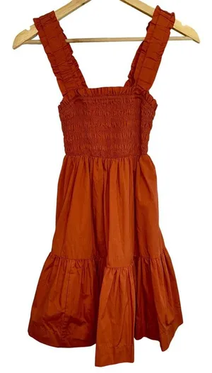 Abercrombie & Fitch Rust Orange Smocked Tiered Sleeveless Mini Dress Womens XS thumbnail 1