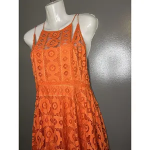 Free People Dress Womens 4 Orange Lace Halter Fit & Flare Short Boho Sundress thumbnail 5