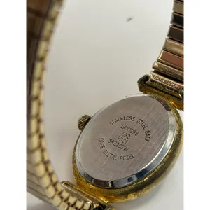 EXPRESS Timeless Gold Tone Oval Face Expandable Bracelet Quartz‎ Watch Japan Movement thumbnail 3