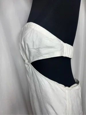 Strapless White Twist-Front party fit wedding Cutout Midi Dress vacation Large thumbnail 8