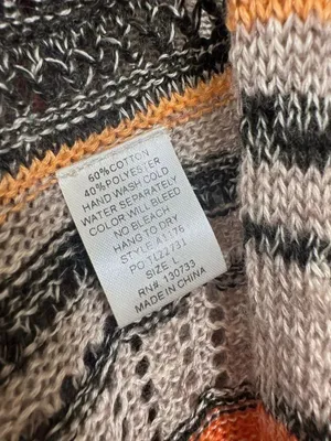 Umgee Striped Boho Fringe Hem Open Cardigan Tan Orange Black thumbnail 7