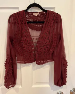 Forever 21 Lace Up Mesh Long Sleeve thumbnail 1